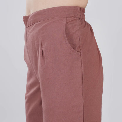 ROSE TAUPE REGULAR FIT COTTON PANT