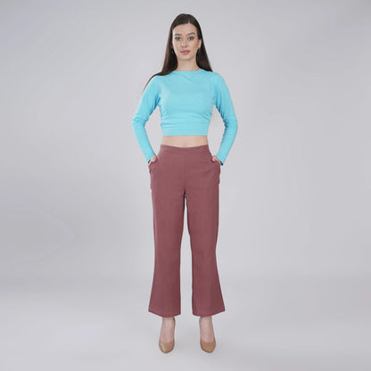 ROSE TAUPE Wide Leg Cotton Pant