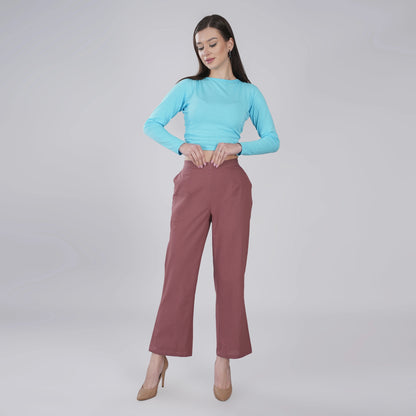 ROSE TAUPE Wide Leg Cotton Pant