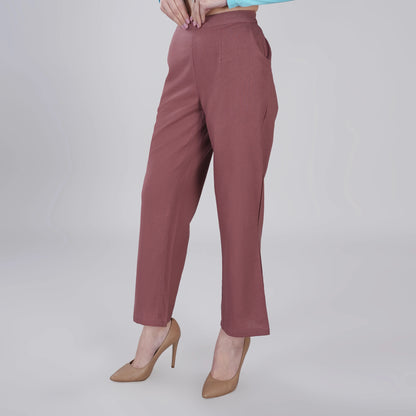 ROSE TAUPE Wide Leg Cotton Pant