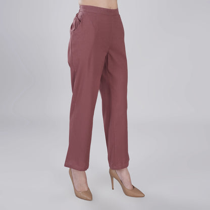 ROSE TAUPE Wide Leg Cotton Pant