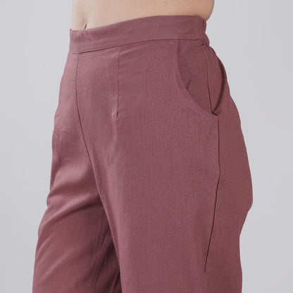 ROSE TAUPE Wide Leg Cotton Pant