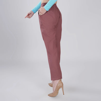 ROSE TAUPE Wide Leg Cotton Pant