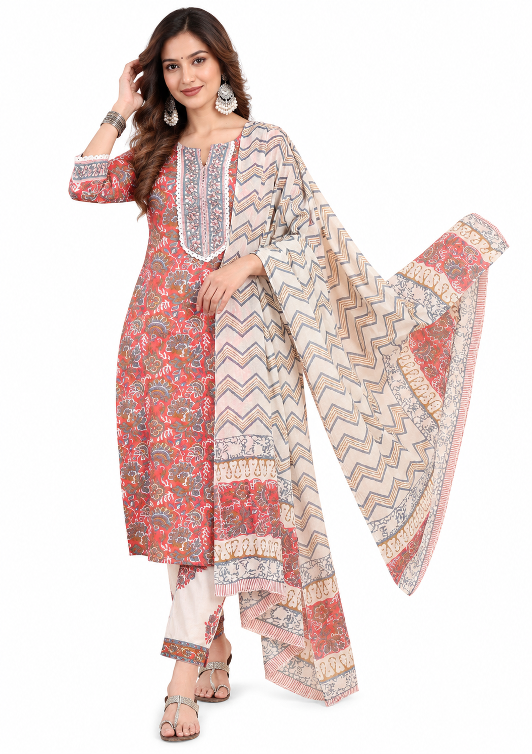 Women's Straight Kurta Set with Dupatta
