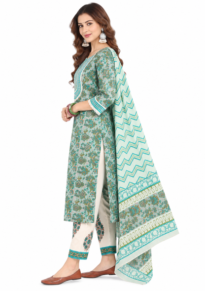 Women's Straight Kurta Set with Dupatta
