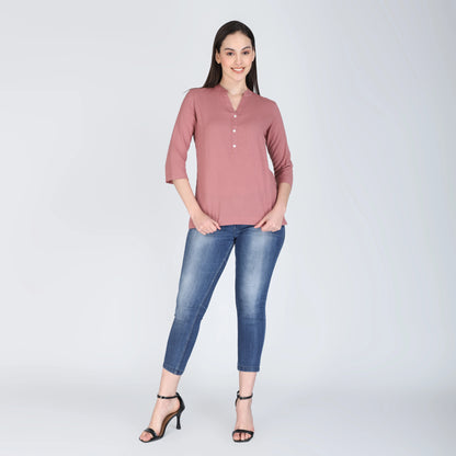 ROSE TAUPE LINEN SHORT KURTA