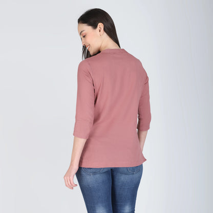 ROSE TAUPE LINEN SHORT KURTA