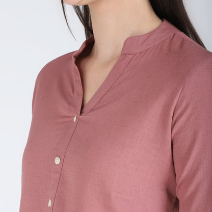 ROSE TAUPE LINEN SHORT KURTA