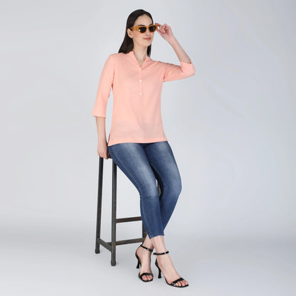 PEACH LINEN SHORT KURTA