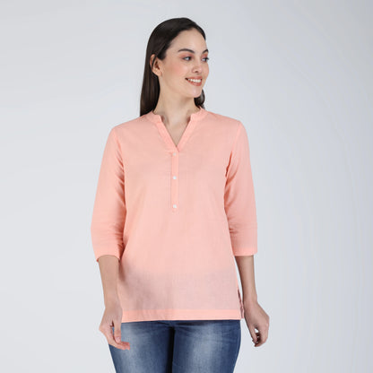 PEACH LINEN SHORT KURTA