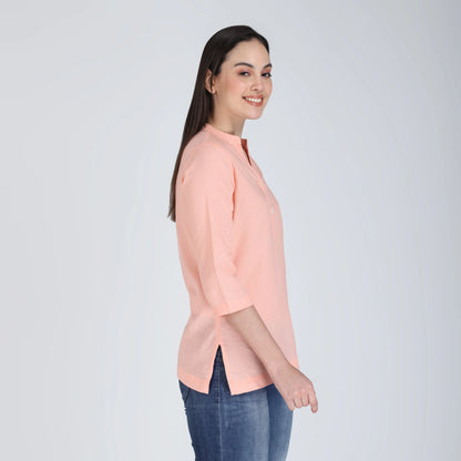 PEACH LINEN SHORT KURTA