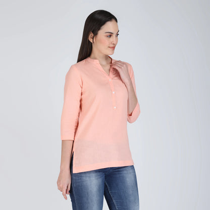 PEACH LINEN SHORT KURTA