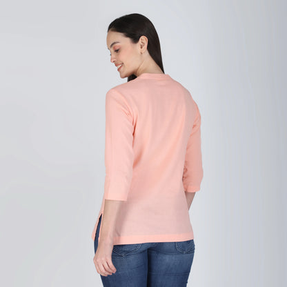 PEACH LINEN SHORT KURTA