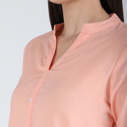 PEACH LINEN SHORT KURTA