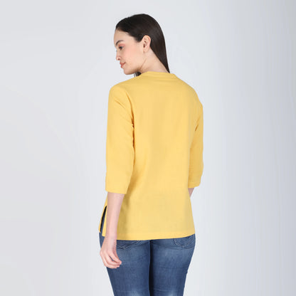 YELLOW LINEN SHORT KURTA