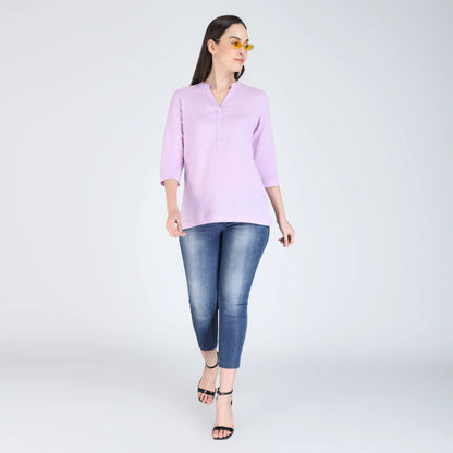 LAVENDER LINEN SHORT KURTA