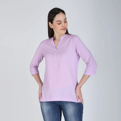 LAVENDER LINEN SHORT KURTA