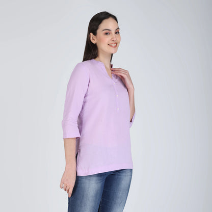 LAVENDER LINEN SHORT KURTA