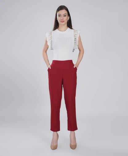 MAROON REGULAR FIT COTTON PANT