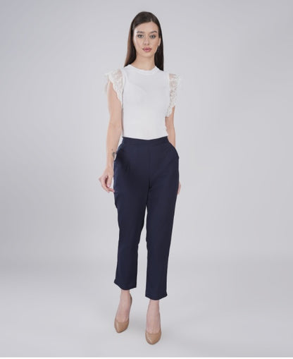 NAVY BLUE REGULAR FIT COTTON PANT