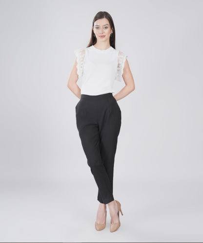 BLACK REGULAR FIT COTTON PANT