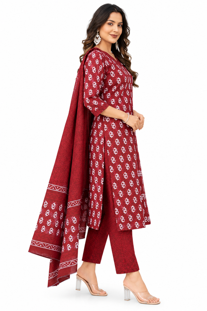 Women's Straight Kurta Set with Dupatta