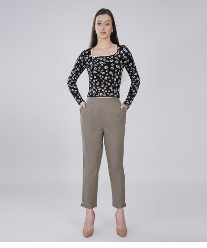 GREY REGULAR FIT COTTON PANT