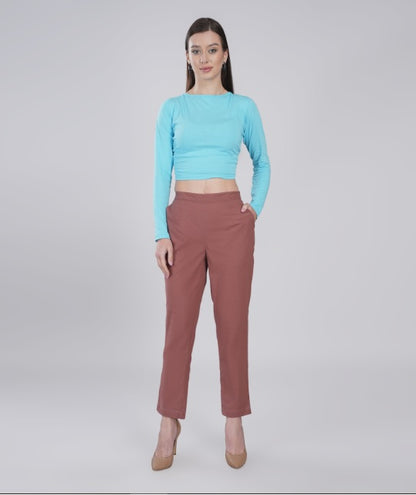 ROSE TAUPE REGULAR FIT COTTON PANT
